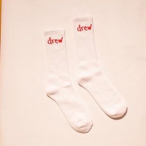 drew scribble socks - white
